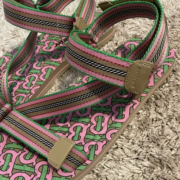 Burberry Logo Striped Sandals - Picture 4 of 11